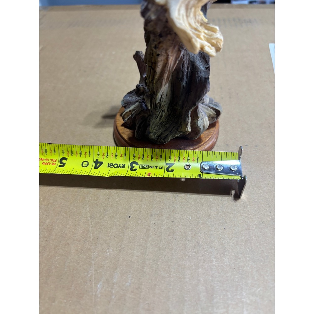 Bald Eagle Family Nesting Figurine Resin Sculpture on Wood Base 8 Inch - Picture 7 of 7